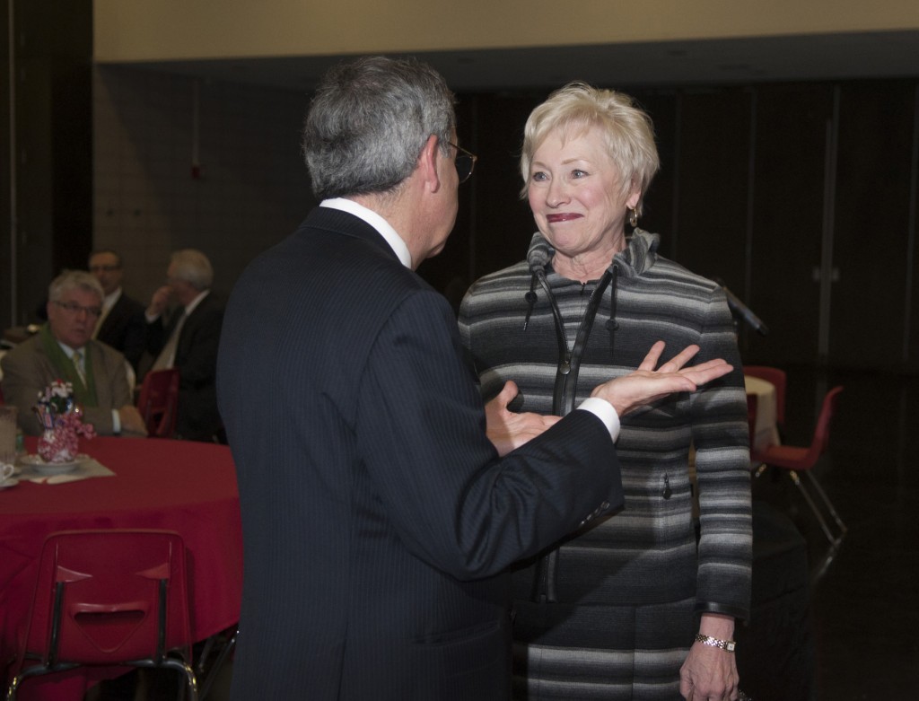SUNY Chancellor Nancy Zimpher with SUNY Cortland President, Erik Bitterbaum, Wednesday, January 30.