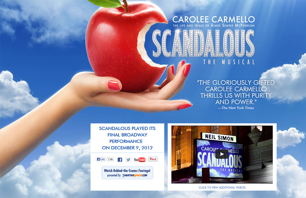 Scandalous the Musical website screen grab