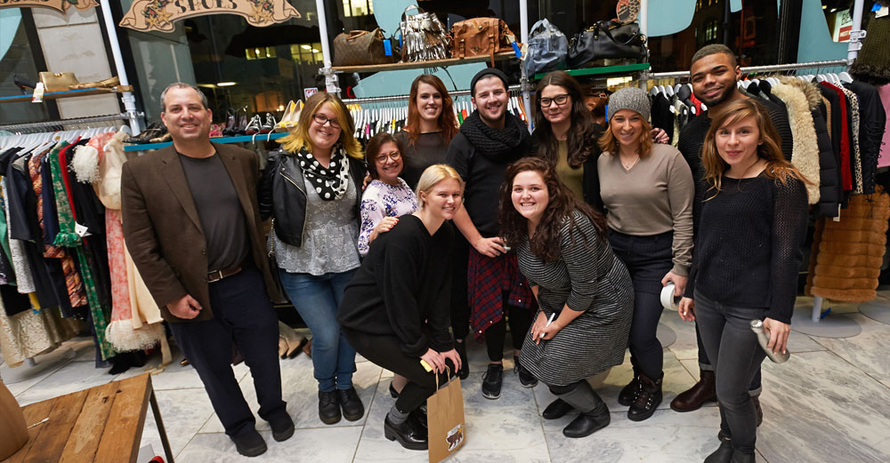 FIT students at the second annual Holiday Pop-Up Shop in support of cancer care and research.