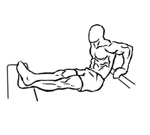 Person doing dips exercise.