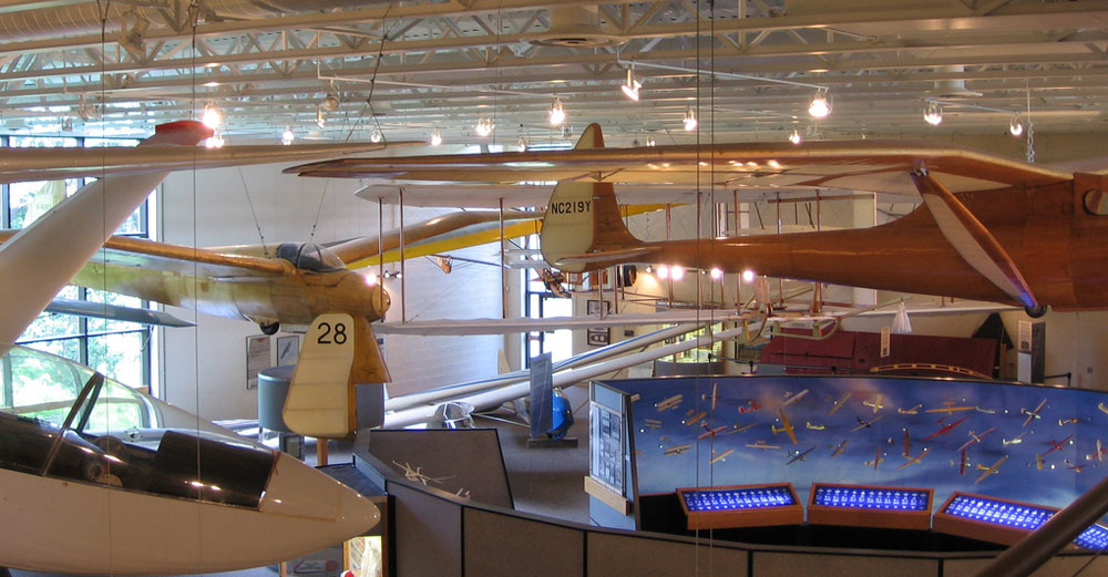 View of the old planes inside the National Soaring Museum