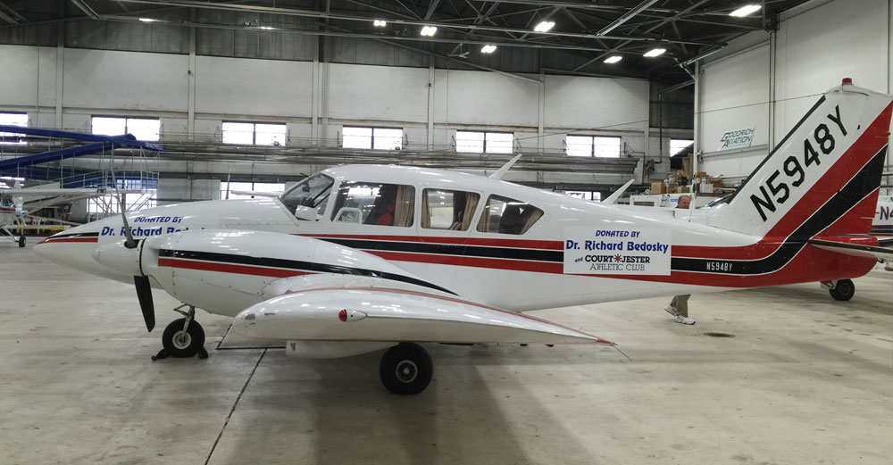 1966 Piper Aztec airplane donated to SUNY Broome.
