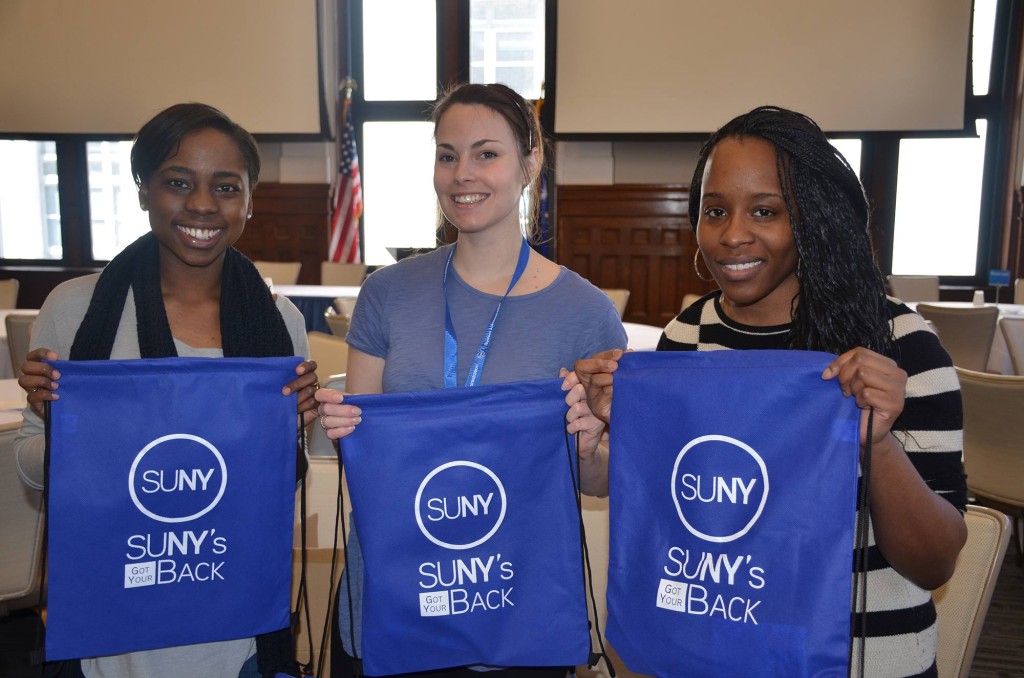 Volunteers filled more than 2500 bags to give to SUNY campuses for the SUNY's Got Your Back effort. 