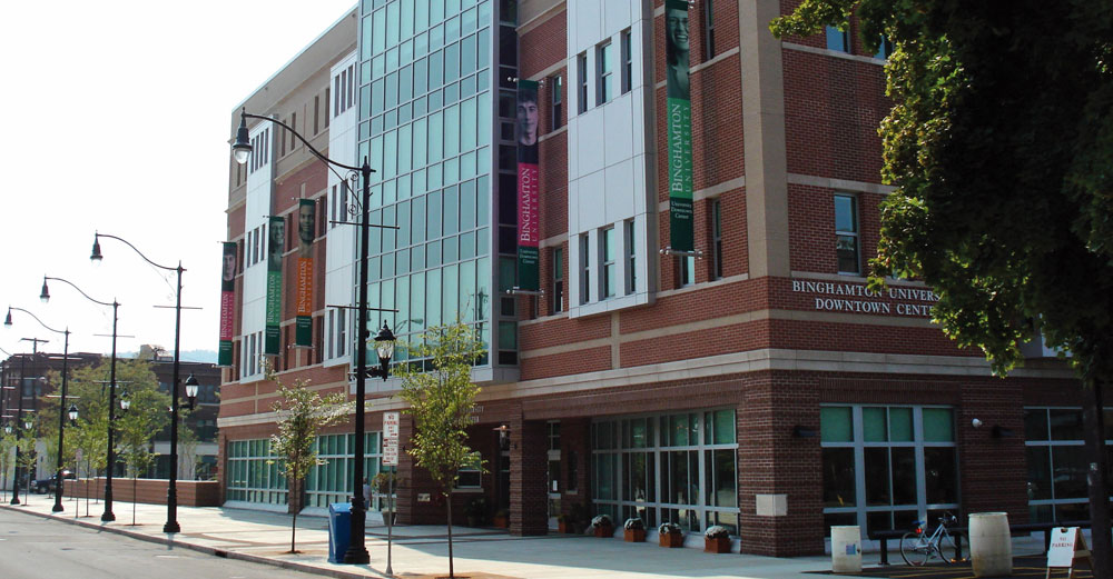 A Binghamton University downtown campus brick building.