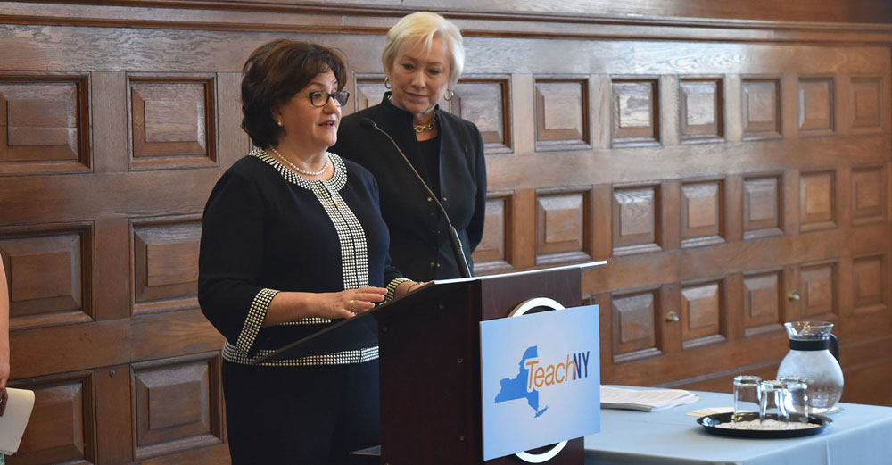 Chancellor Zimpher and NYSED Commissioner Elia at the TeachNY launch press conference.