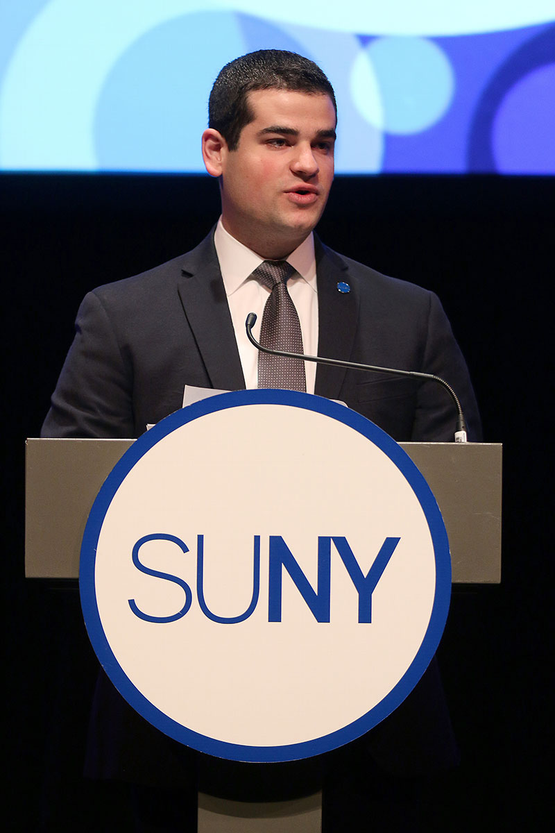 SUNY Student Assembly president Marc Cohen speaks at the 2017 State of the University Address