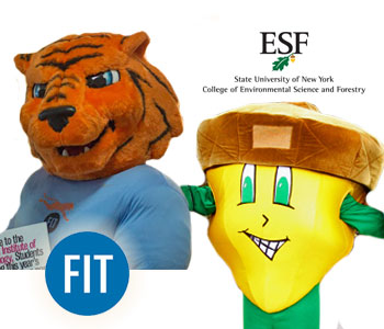 FIT mascot Stitch and ESF mascot Oakie Acorn