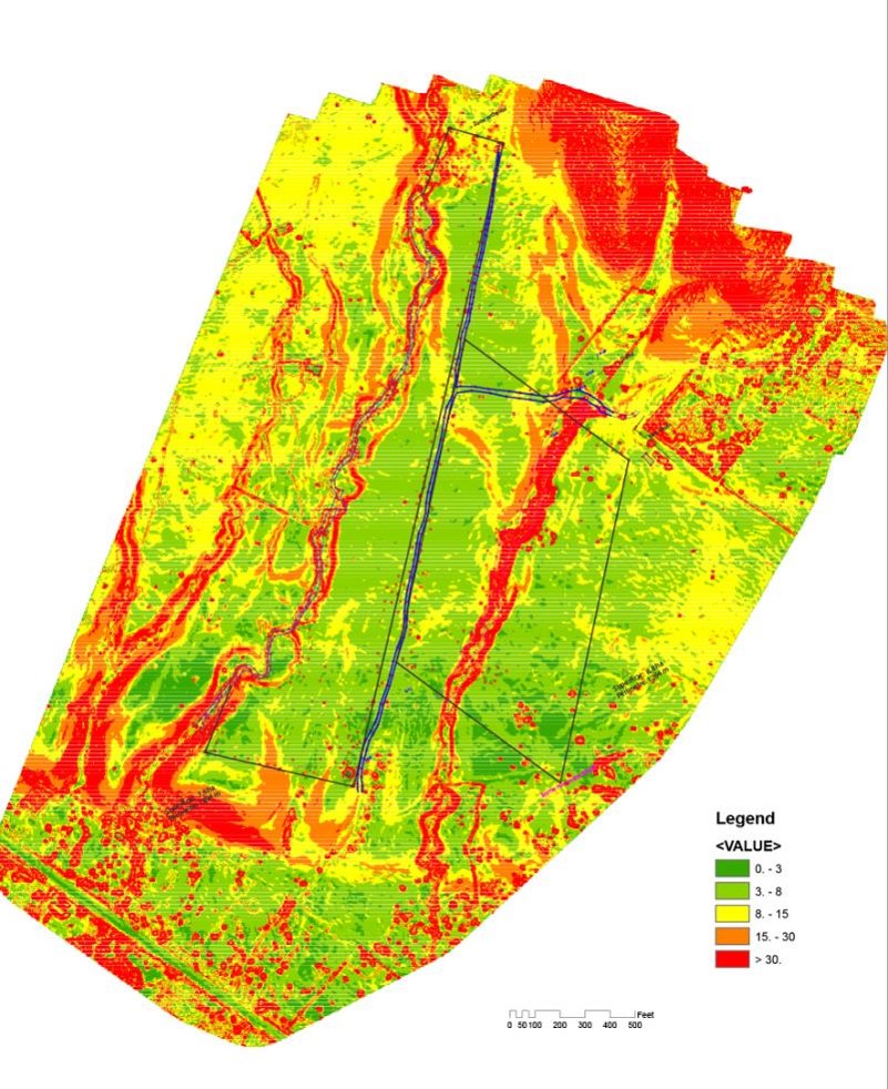 Topography map of Akaye, Haiti showing slope patterns of the terrain. 