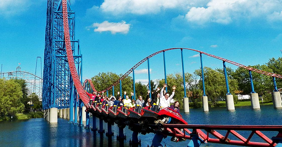 Man of Steel roller coaster at Darien Lake theme park.