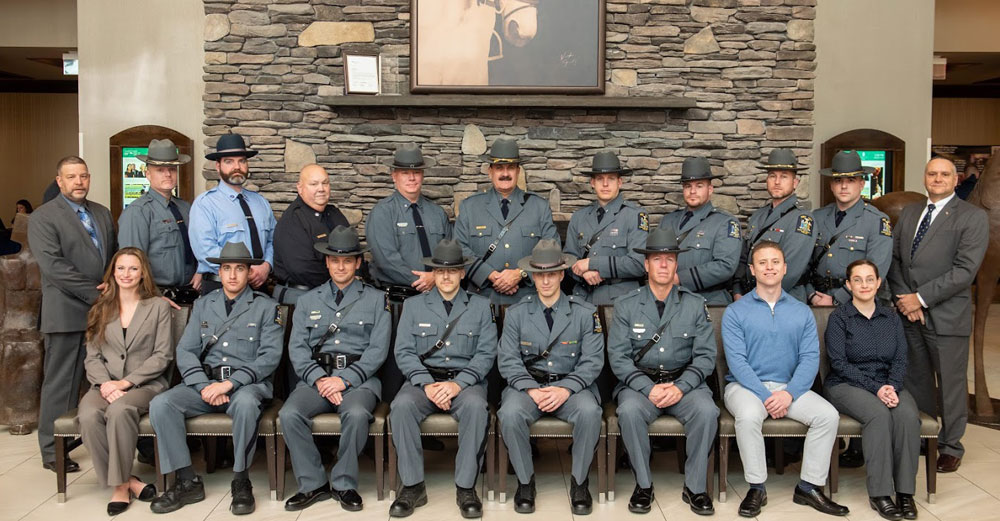 SUNY University Police officer award winners pose for a picture.