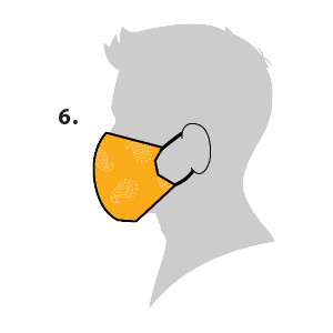 Side view clip art of person wearing cloth clip art looped around ears. 