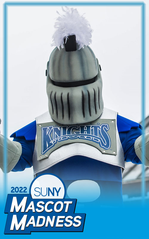 SUNY Geneseo mascot Victor E Knight.