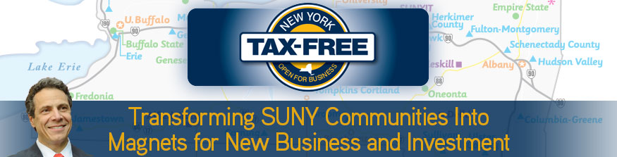Tax Free NY graphic - Transforming University Communities into Magnets for New Business and Investment