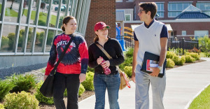 Students walking on campus at SUNY Cortland
