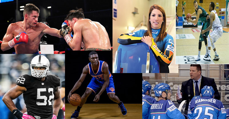collage of six SUNY alumni pro athletes