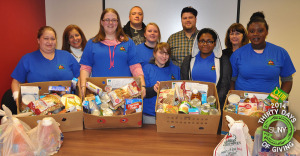 Fulton-Montgomery Community College students and professors after a Thanksgiving Food Drive