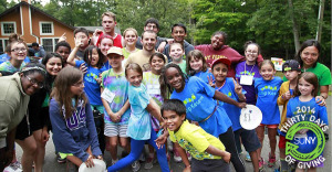 Stony Brook students with Camp Kesem members at the campground.