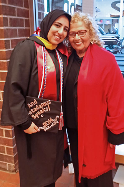 Hajera Siddiq and Professor Miriam Deitsch at Farmingdale State College graduation
