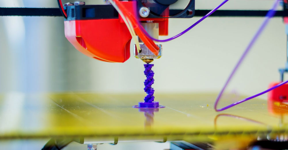 3-D printer making purple object