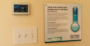 A thermostat at the Smart Energy House at Farmingdale State College.