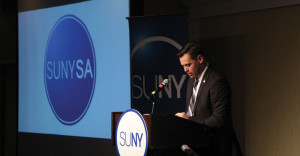 President of the SUNY Student Assembly, Tom Mastro, speaks at the 2015 SA Conference