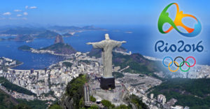 Rio de Janeiro aerial picture with 2016 Olympics logo