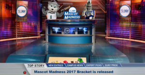 TV sports studio announcing Mascot Madness 2017 bracket