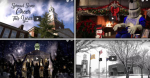 Screenshots of 4 SUNY campus holiday wishes videos .
