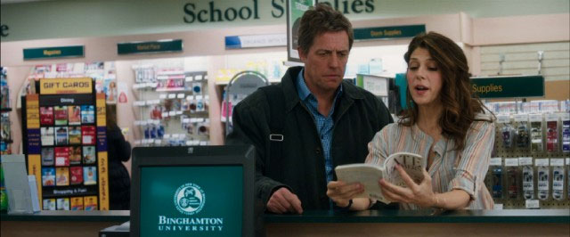 The Rewrite movie screen shot with Hugh Laurie and Marisa Tomei.