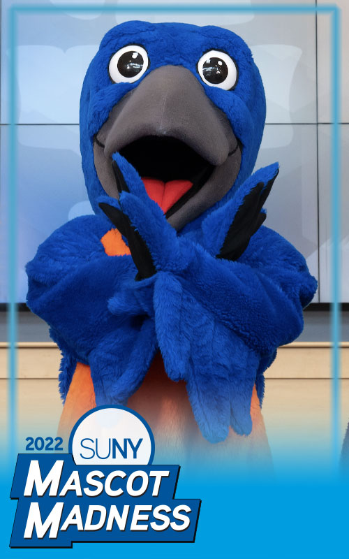 Empire State College mascot Blue.