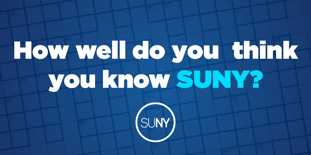 How well do you think you know SUNY? written over a blank crossword puzzle.