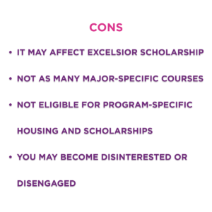 list of cons of undeclared major